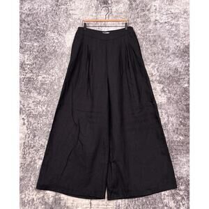 DISSH Linen Pants 10 Womens Black Pleated Wide Leg Trouser